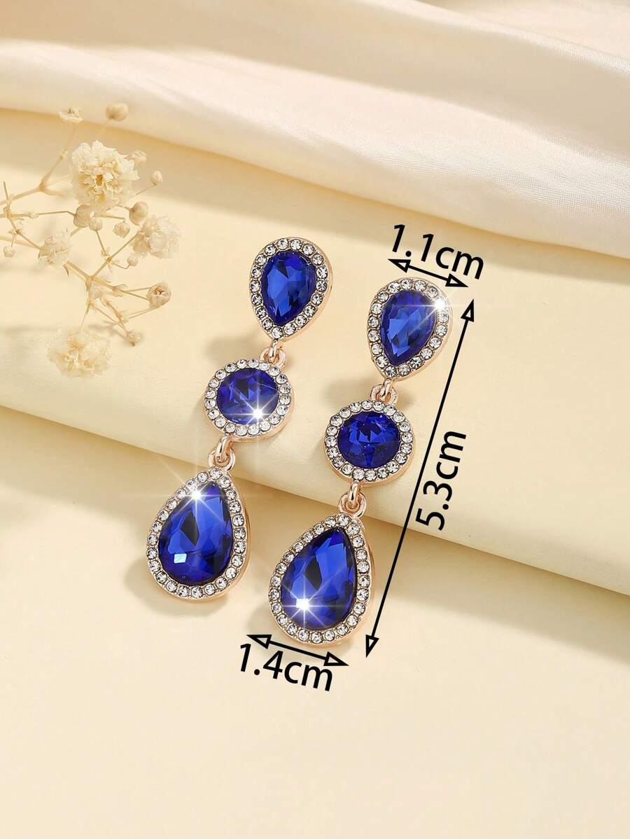 1 paar Boho-stijl metalen ingelegde glazen strass mode high-end veelzijdige populaire oorbellen