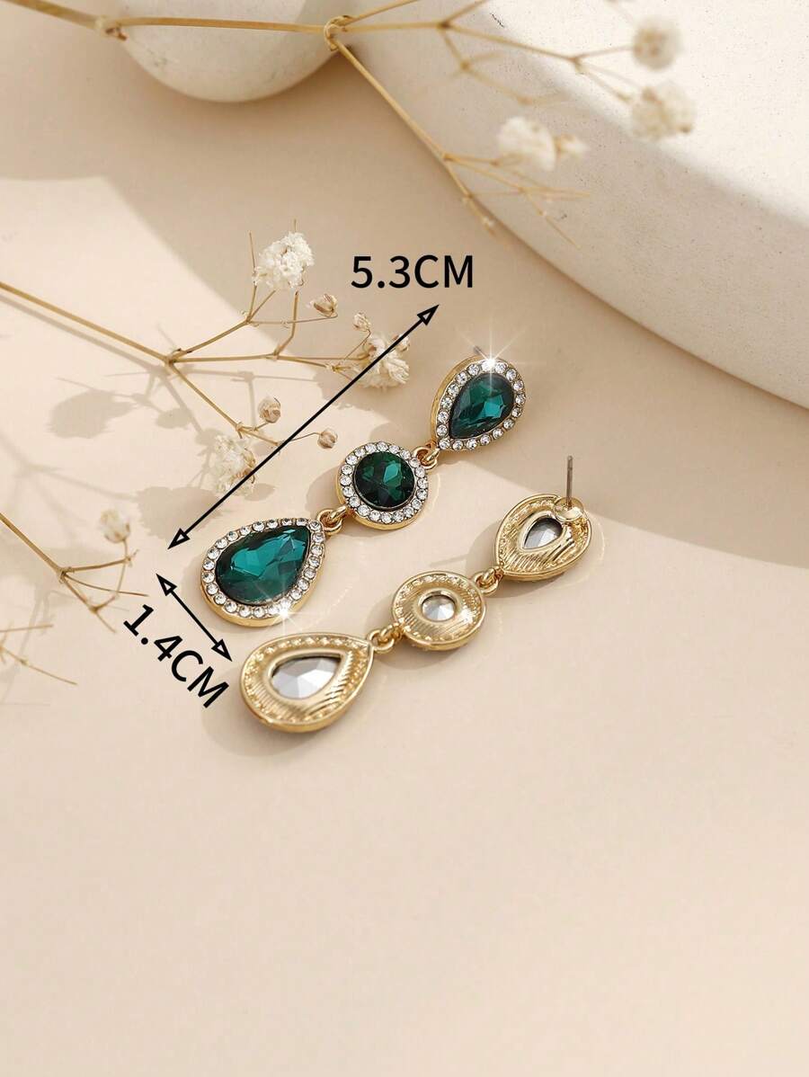 1 paar Boho-stijl metalen ingelegde glazen strass mode high-end veelzijdige populaire oorbellen