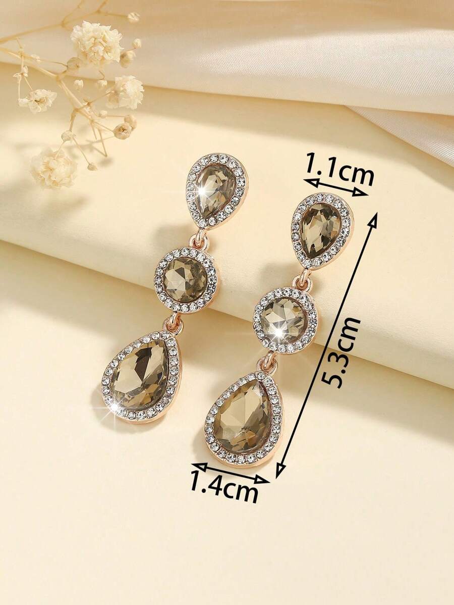 1 paar Boho-stijl metalen ingelegde glazen strass mode high-end veelzijdige populaire oorbellen