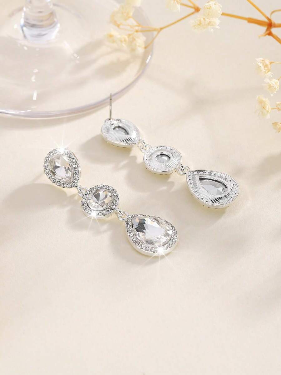 1 paar Boho-stijl metalen ingelegde glazen strass mode high-end veelzijdige populaire oorbellen