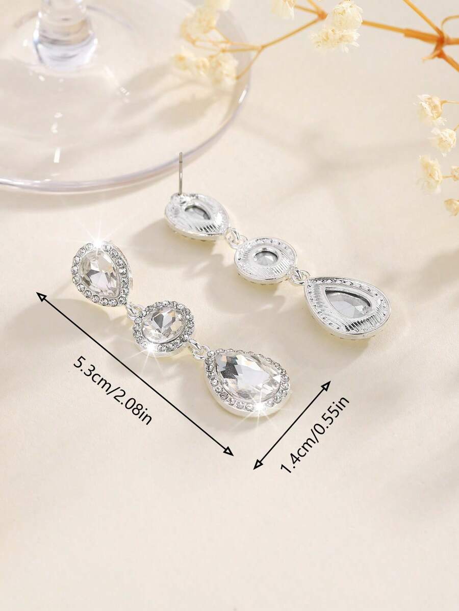 1 paar Boho-stijl metalen ingelegde glazen strass mode high-end veelzijdige populaire oorbellen