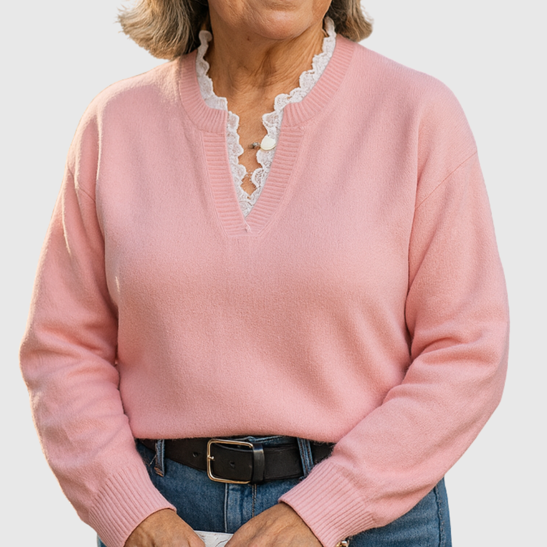 Talbot™ | Lace Trim V-Neck Sweater