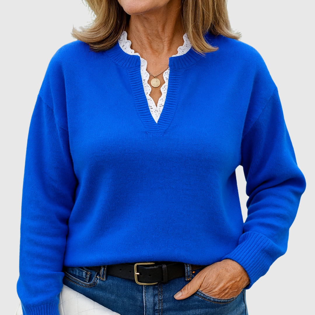 Talbot™ | Lace Trim V-Neck Sweater