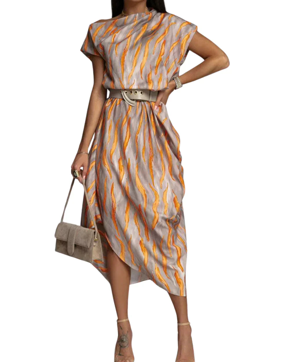 CHARMIE | ROBE ASYMÉTRIQUE EN SATIN