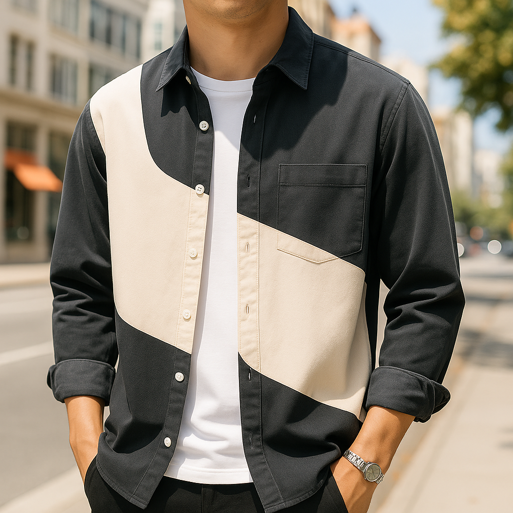Altero™ - BICOLOR COTTON SHIRT WITH MODERN DESIGN