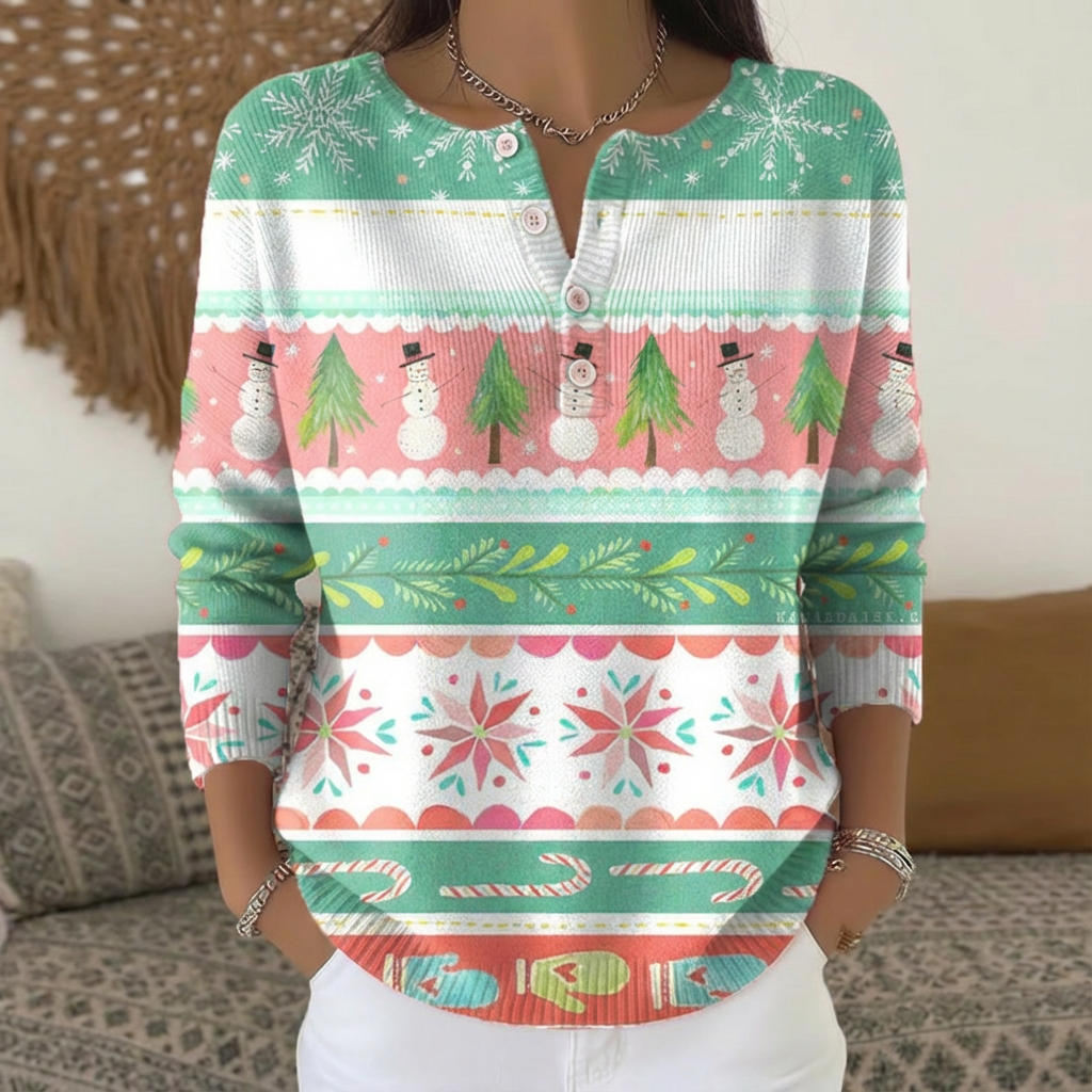 Talbot™ | Pastel Snowman Henley Sweater