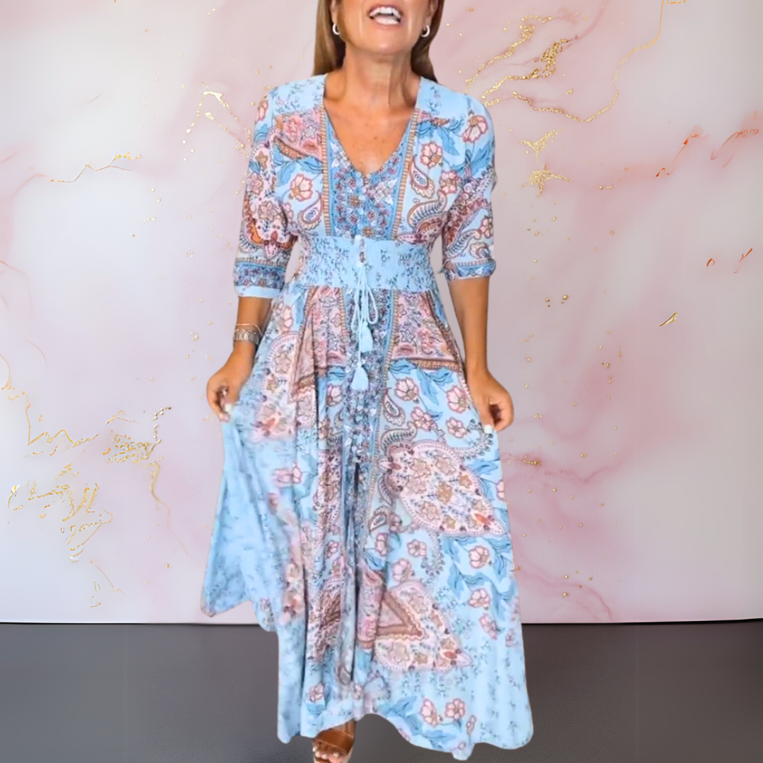 CAMELLIA | ROBE D'ÉTÉ INTEMPORELLE À MANCHES LONGUES