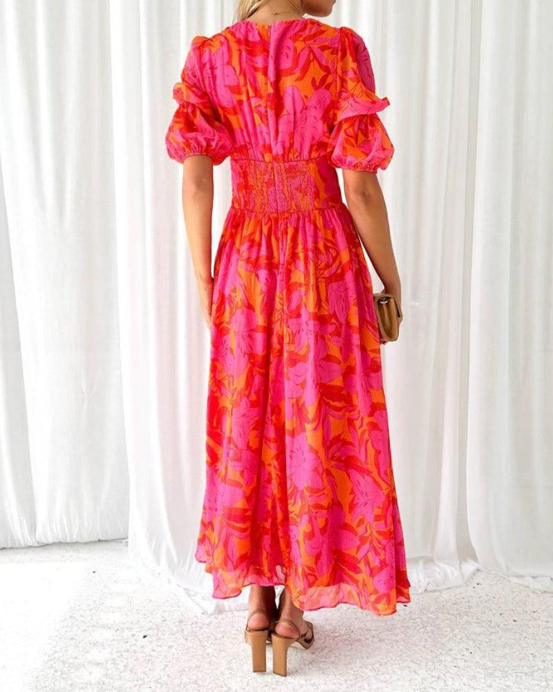 DERANA™ - ROBE MAXI ROSE ROUGE
