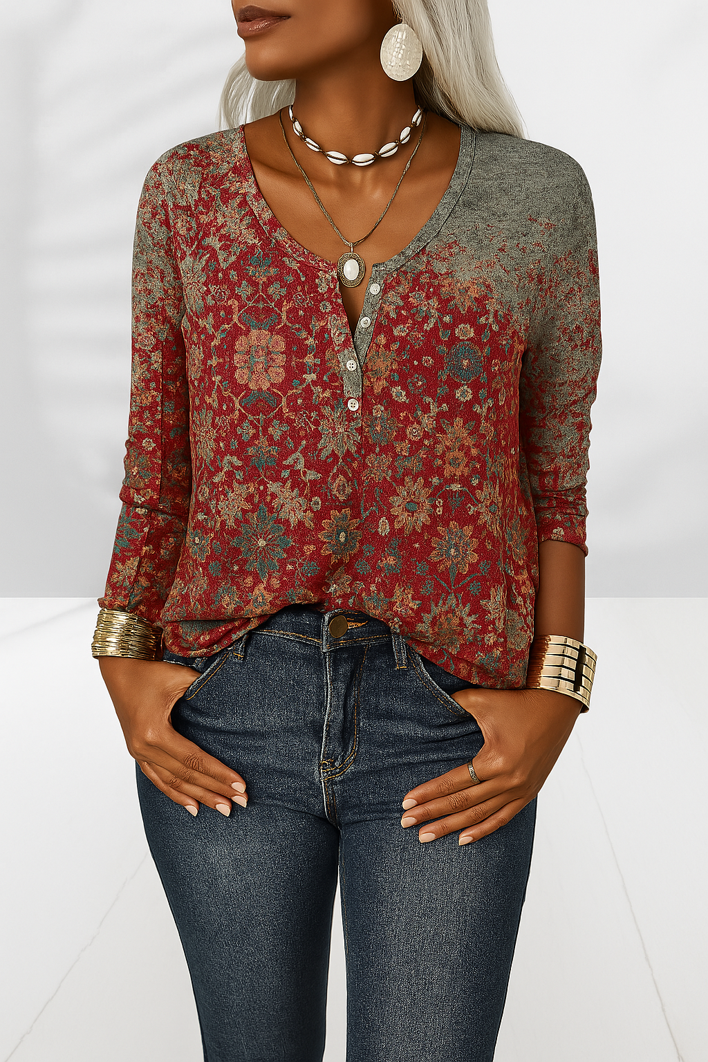FLEXIA | LONG SLEEVED FLORAL BLOUSE