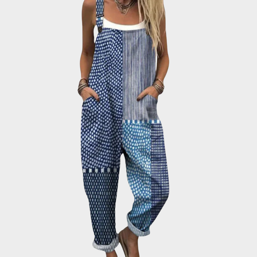 LENNY | CHIC STRIPED SQUARE DESIGN JUMPSUIT