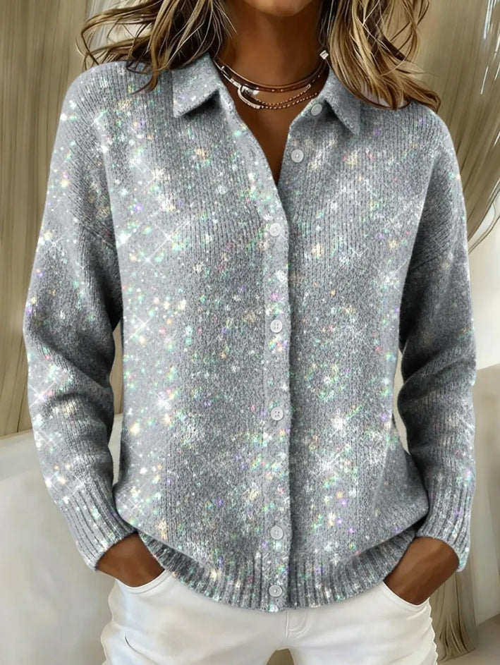 Talbot™ | Silver Sparkle Shirt Cardigan