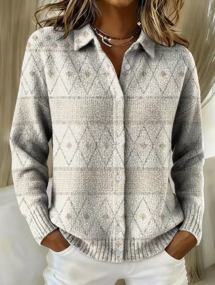 Talbot™ | Neutral Diamond Shirt Cardigan