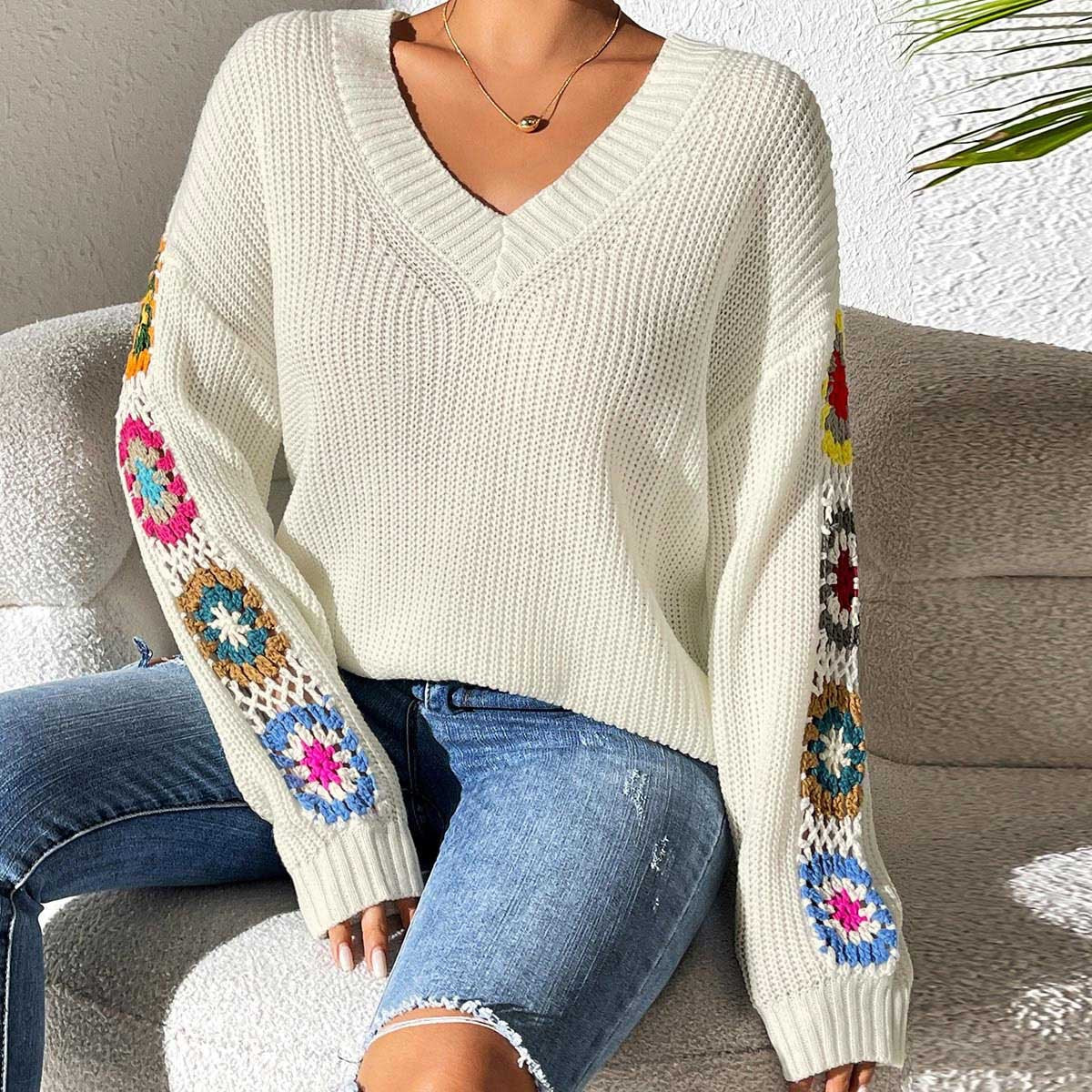 Talbot™ | Pull tricoté à patchs au crochet