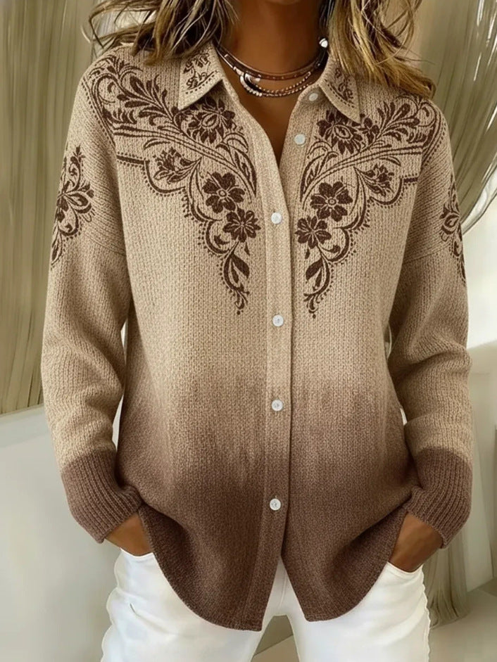 Talbot™ | Ombré Floral Embroidered Shirt Cardigan