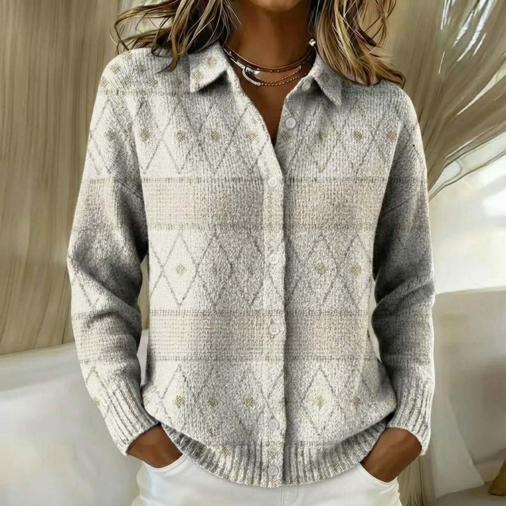 Talbot™ | Neutral Diamond Shirt Cardigan