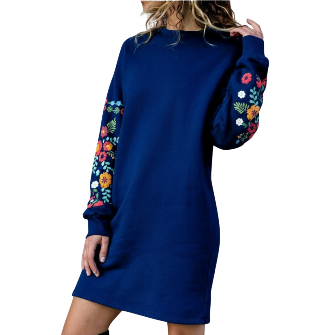 Talbot™ | Robe sweat-shirt brodée de fleurs