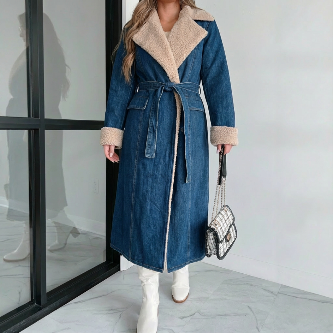 Talbot™ Vintage Denim Sherpa Trench Coat