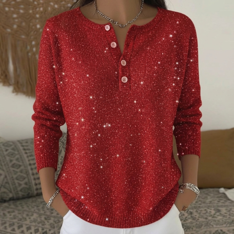 Talbot™ | Sparkle Button Henley Cardigan