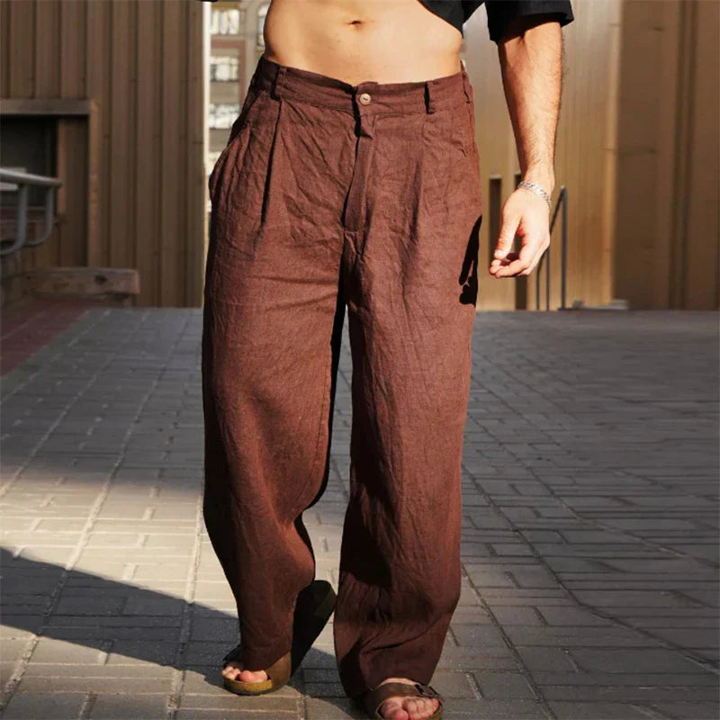 Malik™ – LINEN WIDE-LEG TROUSERS