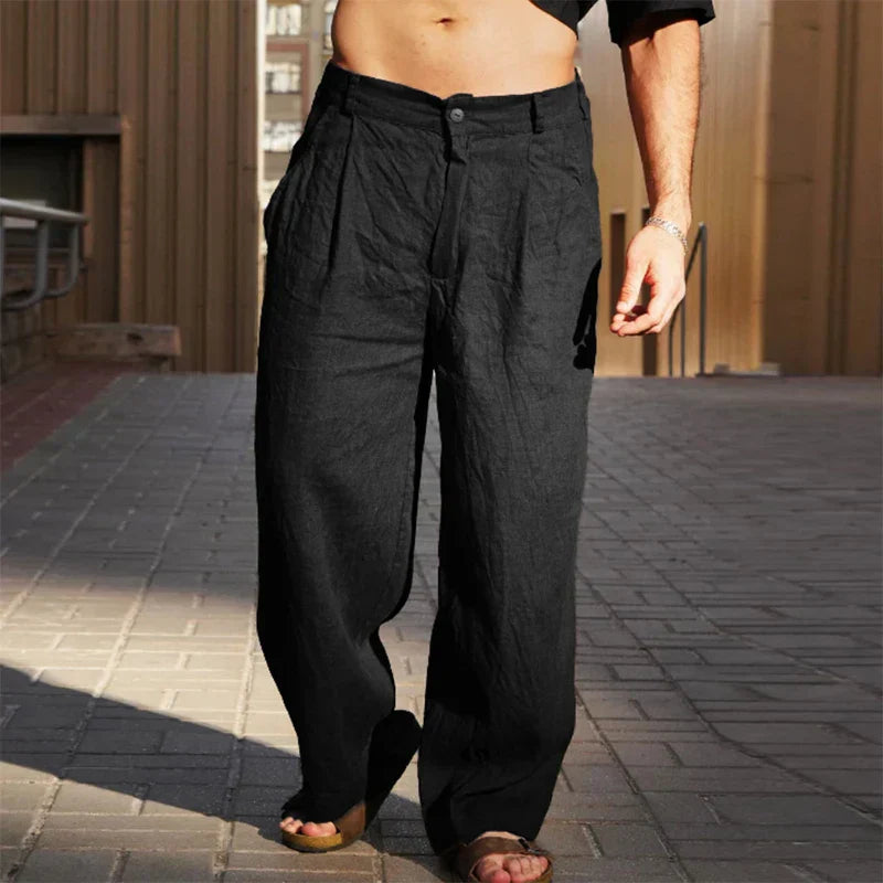 Malik™ – LINEN WIDE-LEG TROUSERS