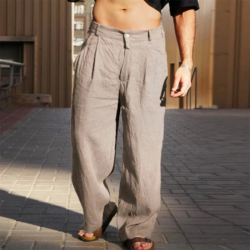 Malik™ – LINEN WIDE-LEG TROUSERS
