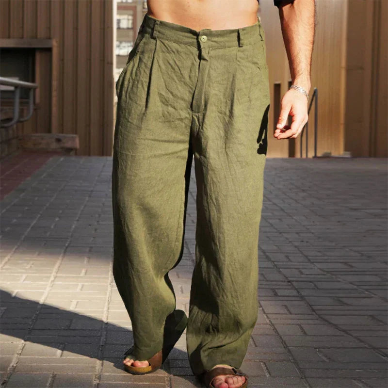 Malik™ – LINEN WIDE-LEG TROUSERS