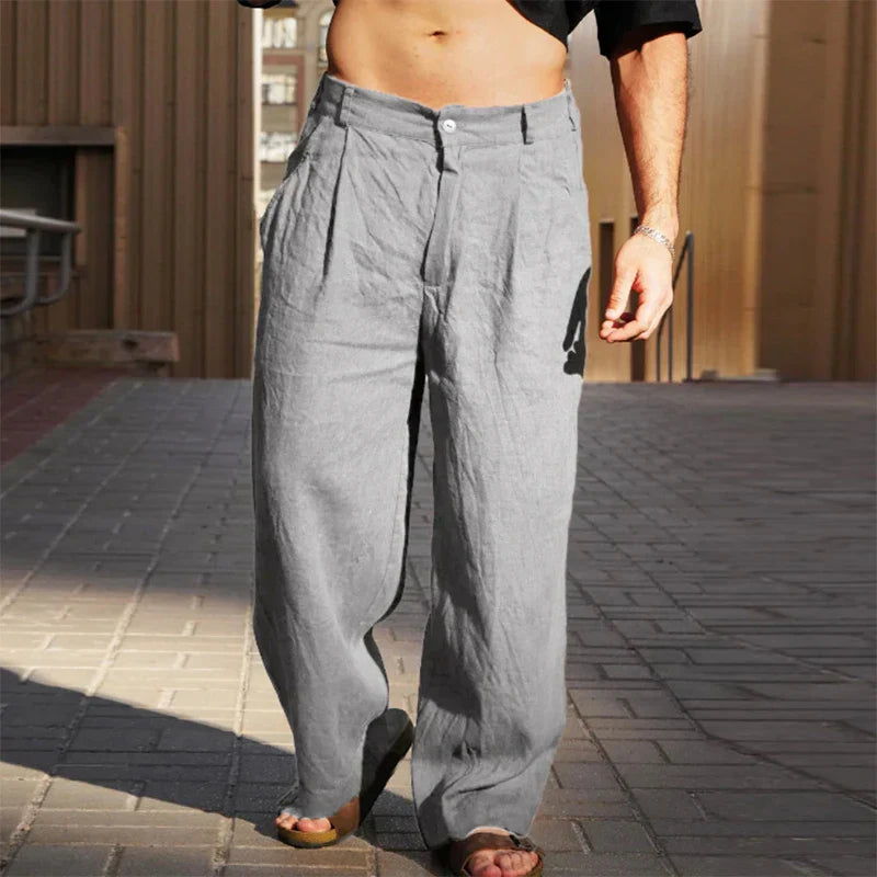 Malik™ – LINEN WIDE-LEG TROUSERS