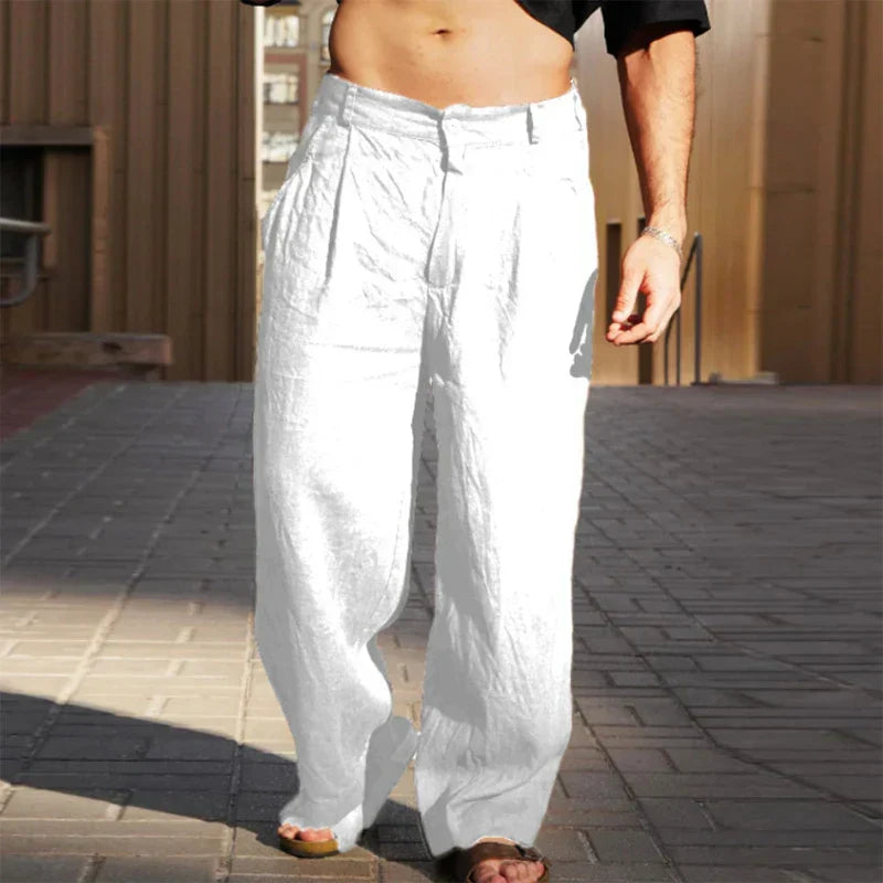 Malik™ – LINEN WIDE-LEG TROUSERS