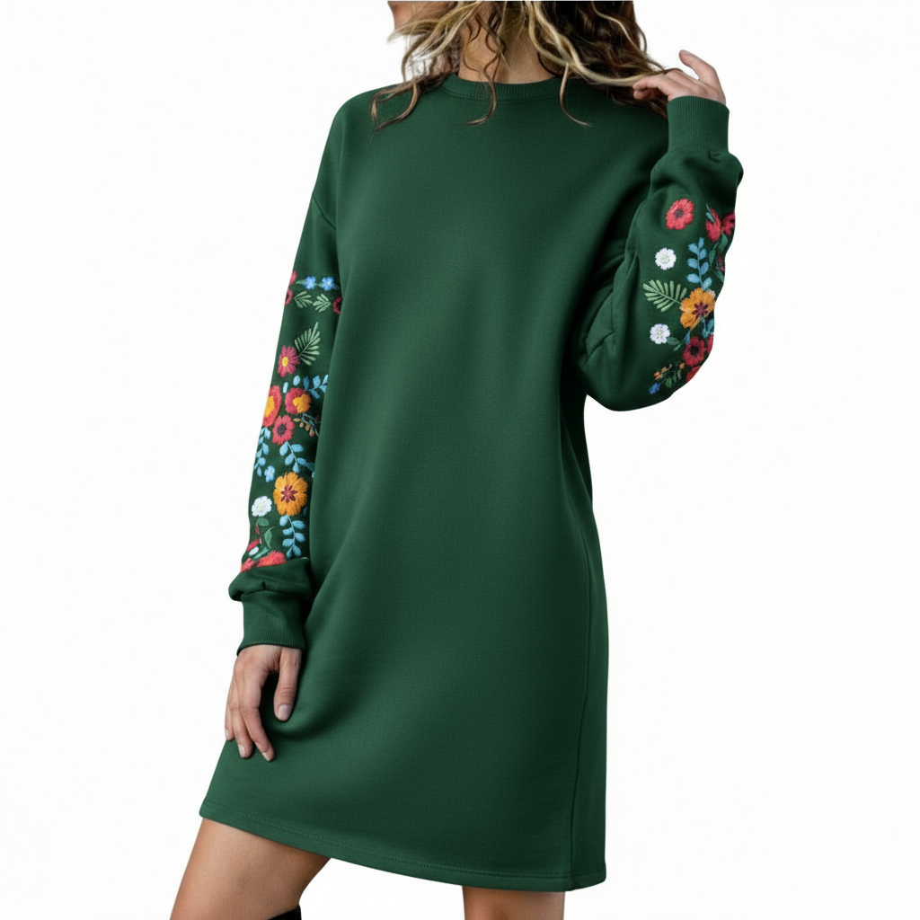 Talbot™ | Robe sweat-shirt brodée de fleurs