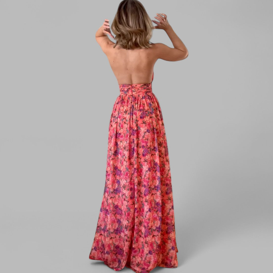 CASSIA | ROBE MAXI FLEURIE ÉLÉGANTE À FENTE LATÉRALE