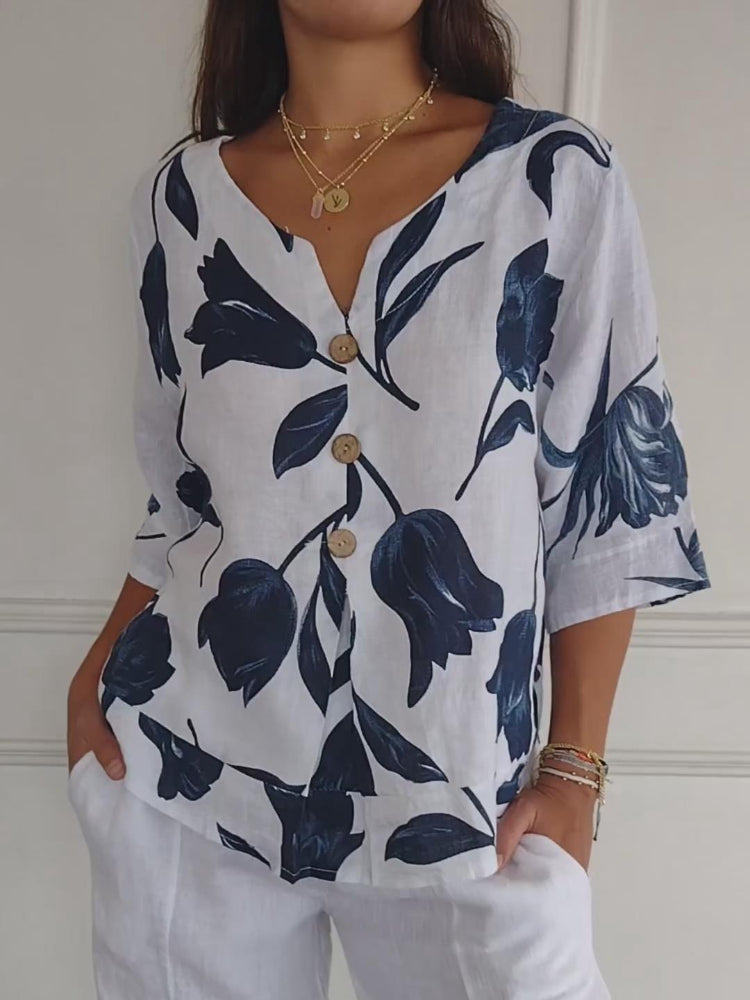 MAXA™ - FLORAL BUTTON-UP BLOUSE