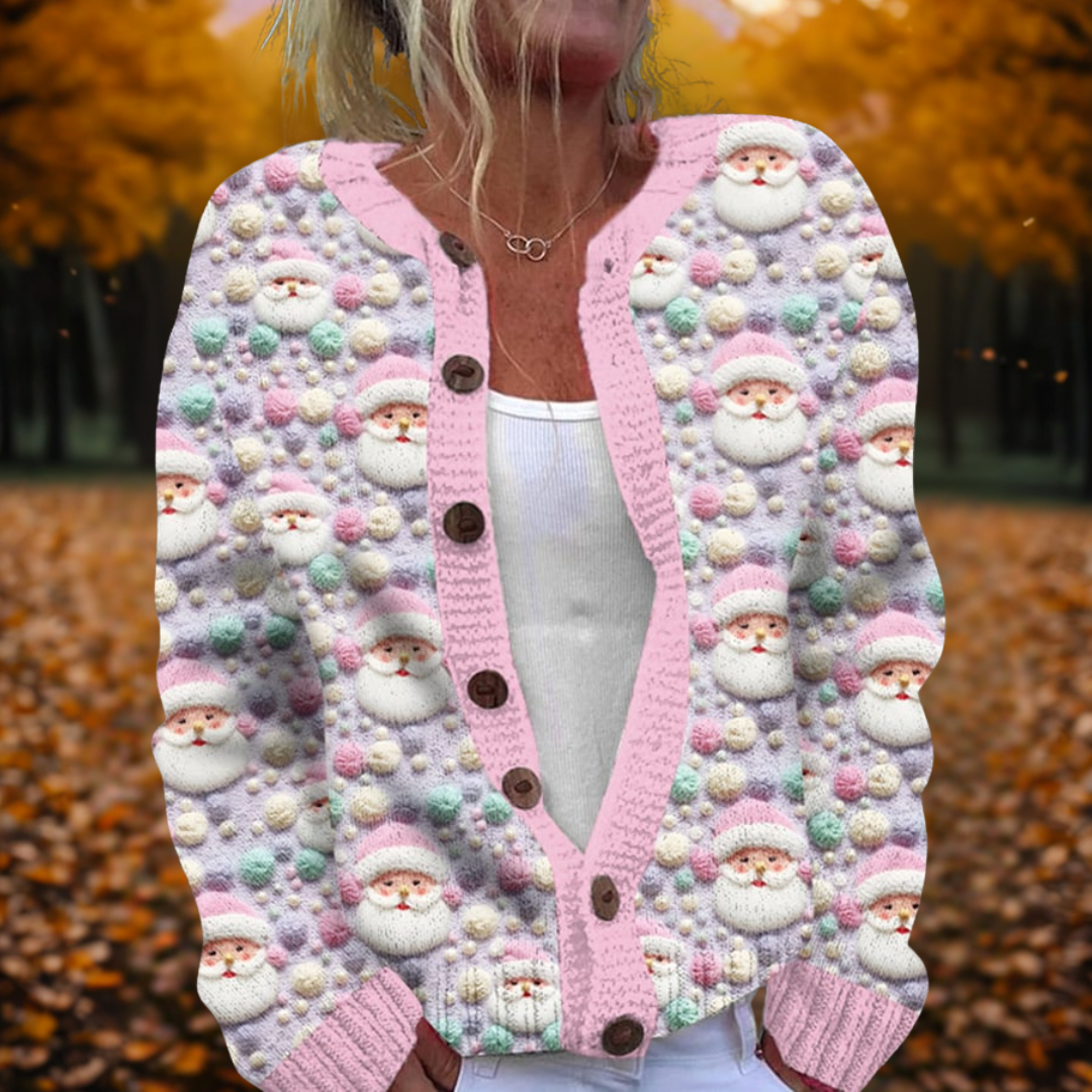 Talbot™ | Pink Santa Pom-Pom Cardigan