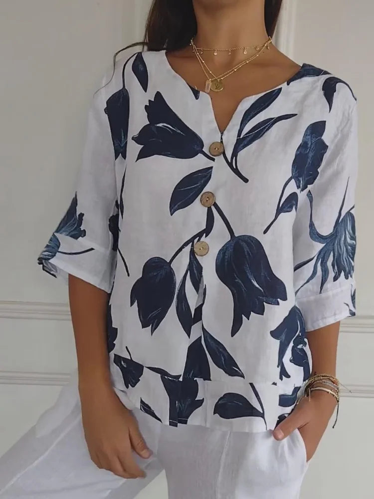 MAXA™ - FLORAL BUTTON-UP BLOUSE