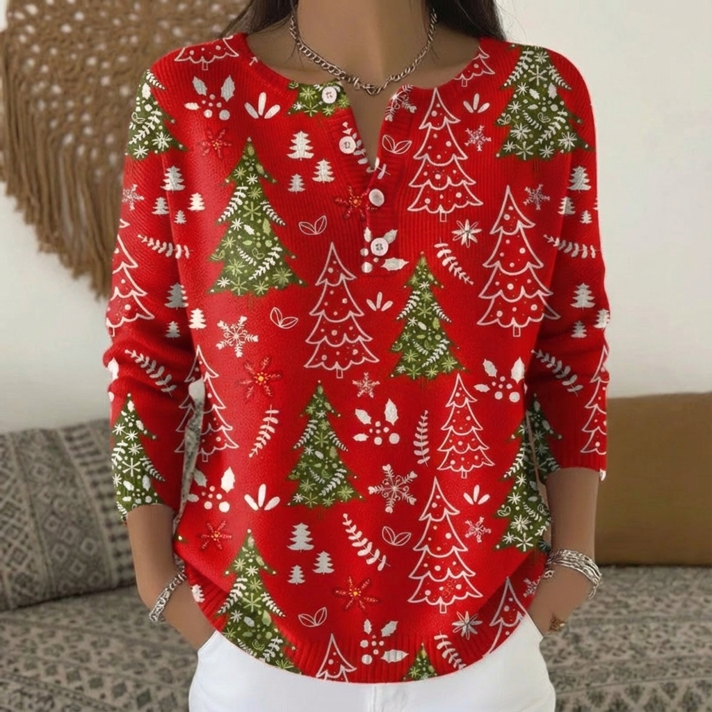Talbot™ | Christmas Tree Henley Cardigan