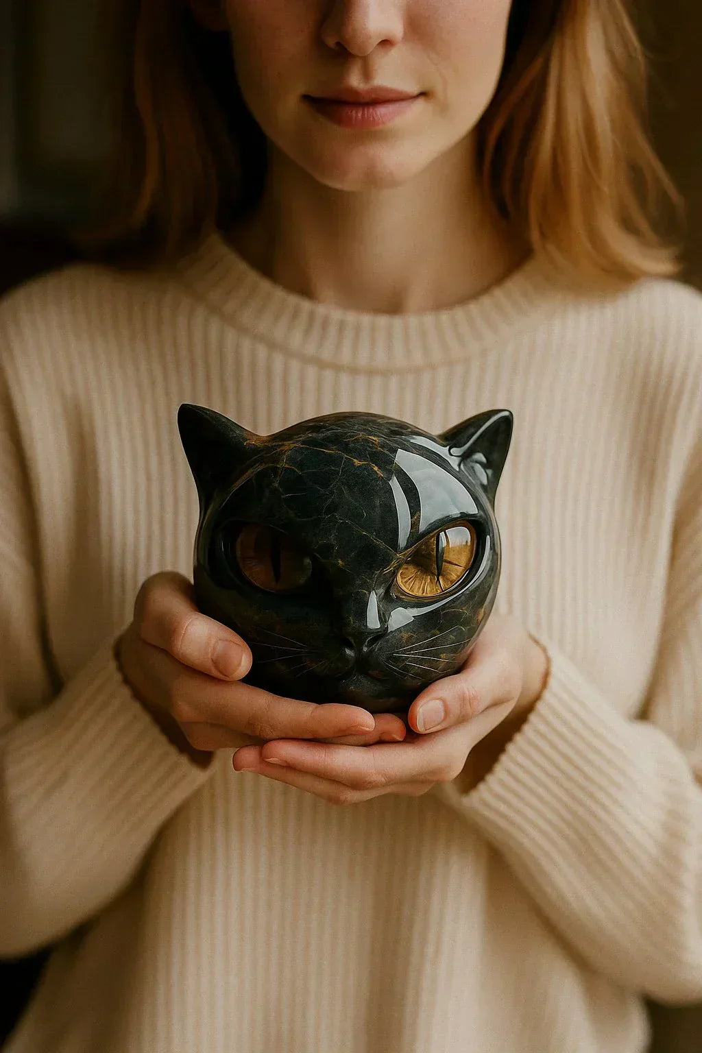 NyxCharm | Mystical Black Cat Head Sculpture