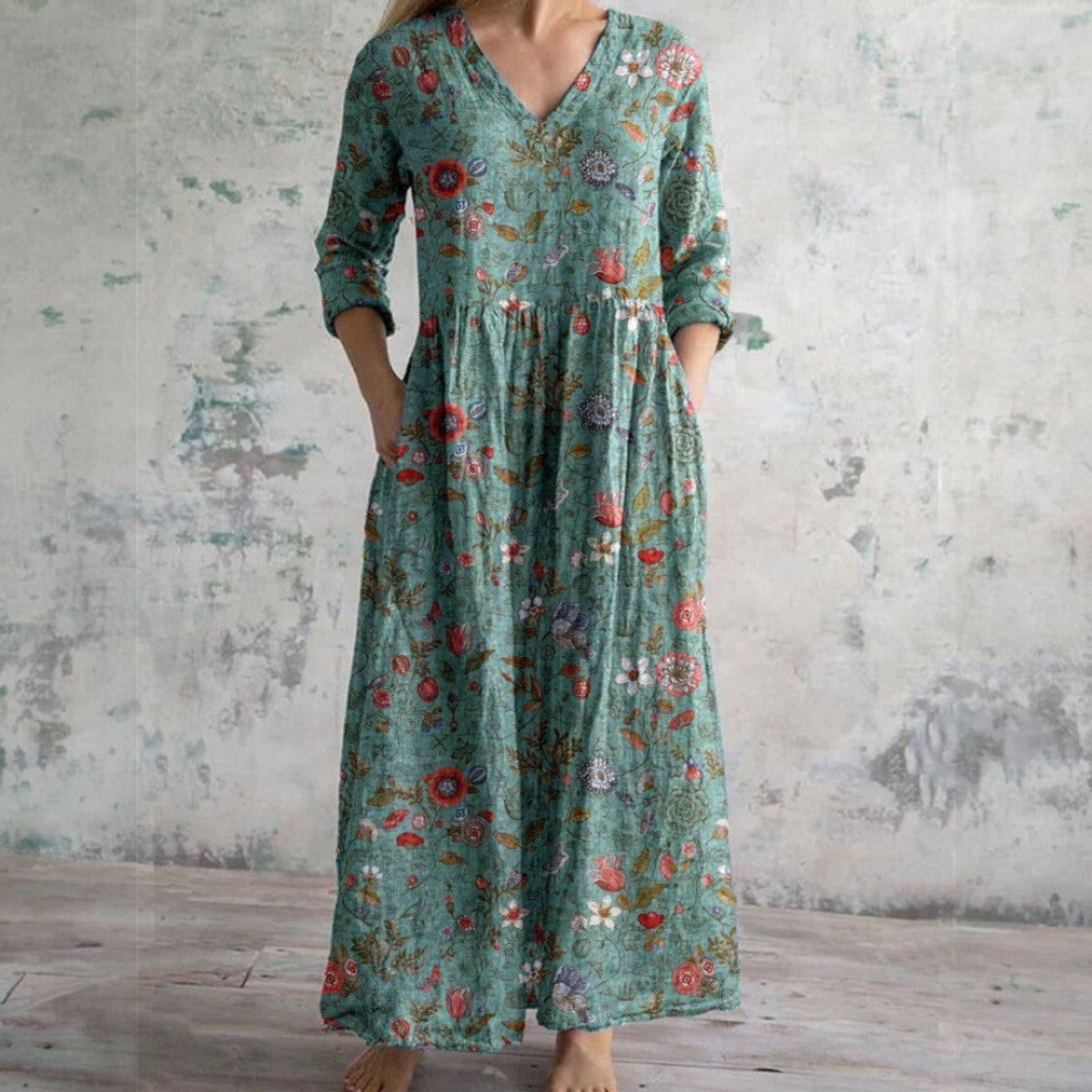 FAYE | ROBE À FLEURS À MANCHES MI-TEMPÉRATURES