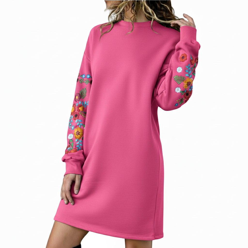 Talbot™ | Robe sweat-shirt brodée de fleurs