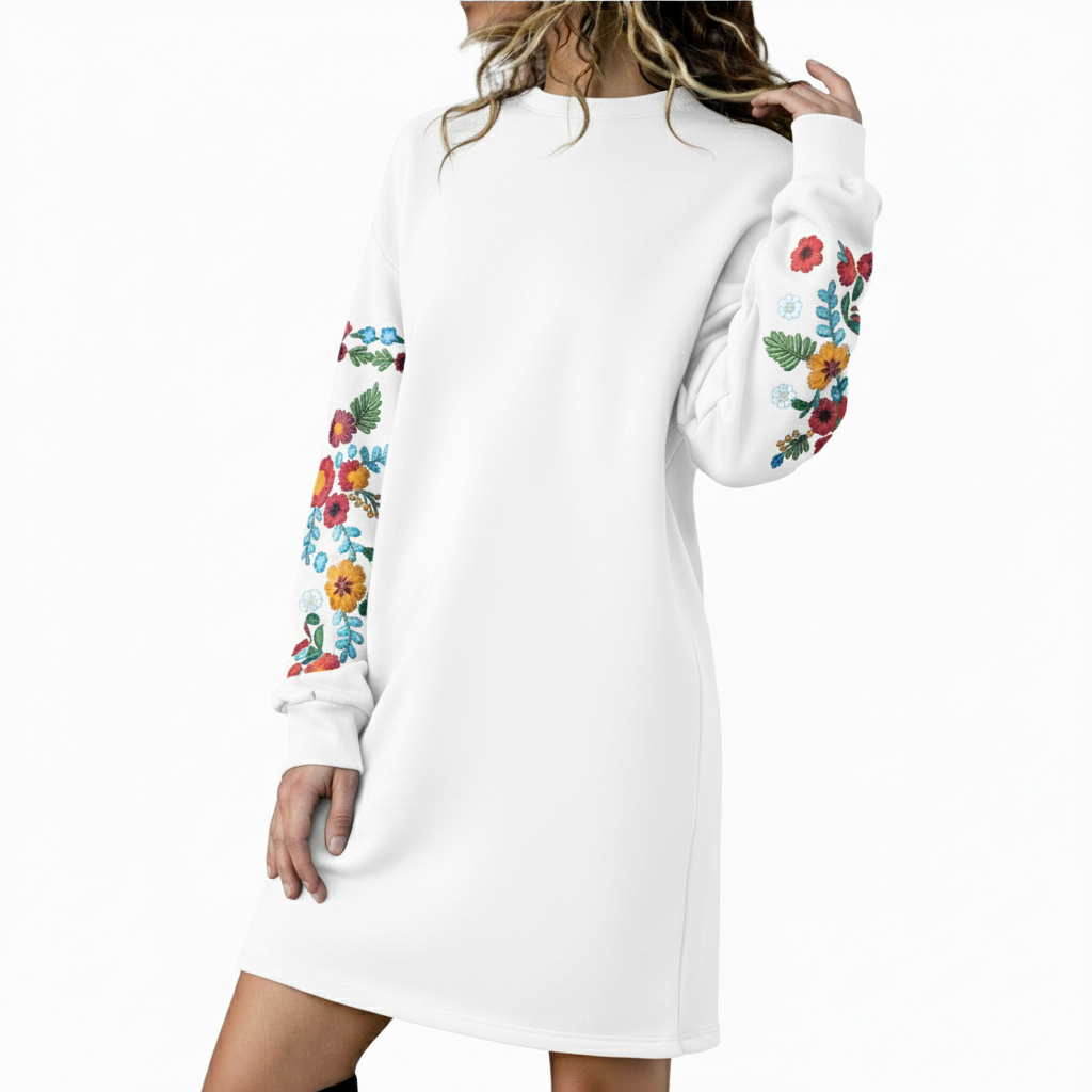 Talbot™ | Robe sweat-shirt brodée de fleurs