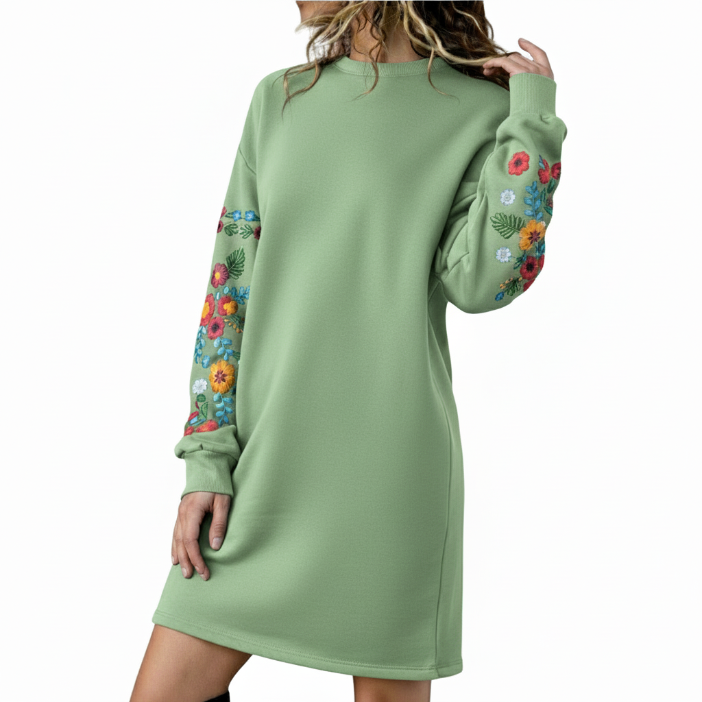Talbot™ | Robe sweat-shirt brodée de fleurs